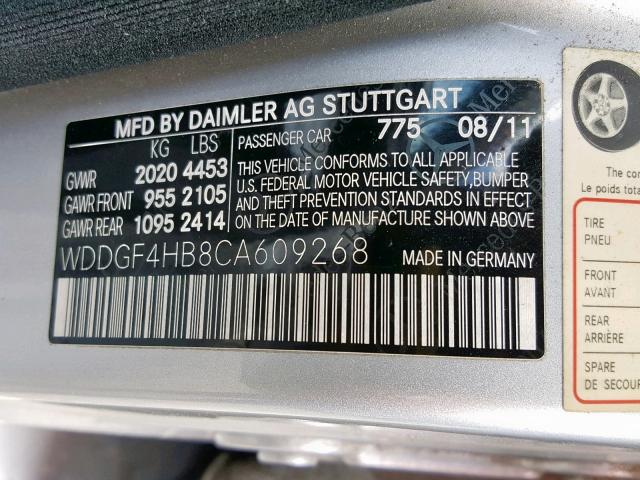 WDDGF4HB8CA609268 - 2012 MERCEDES-BENZ C 250 SILVER photo 10