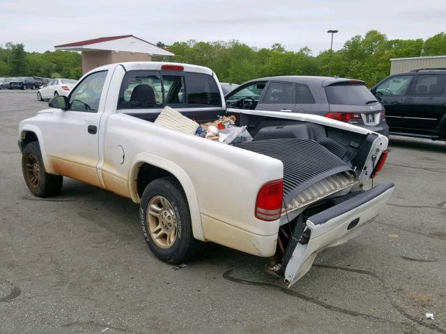 1D7FL16K74S561182 - 2004 DODGE DAKOTA SXT WHITE photo 3