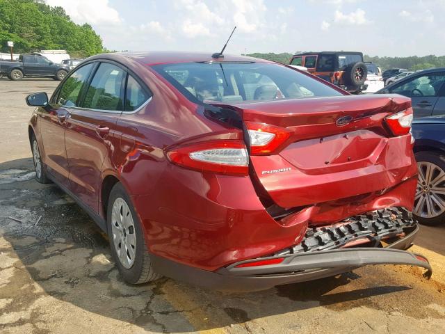 1FA6P0G74E5379982 - 2014 FORD FUSION S RED photo 3