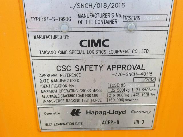TCSE18S24409 - 2020 CIMC cimc container  photo 10