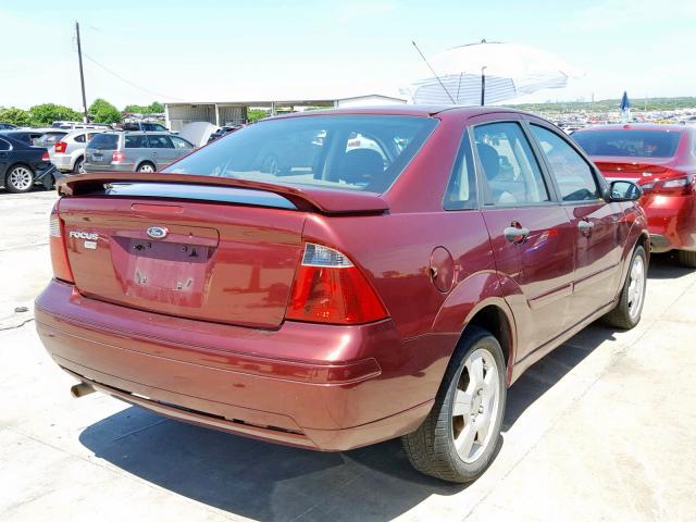 1FAHP34N57W170048 - 2007 FORD FOCUS ZX4 MAROON photo 4