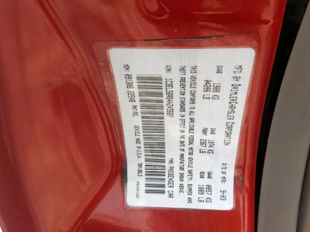 1C3EL56R64N245687 - 2004 CHRYSLER SEBRING LX RED photo 10