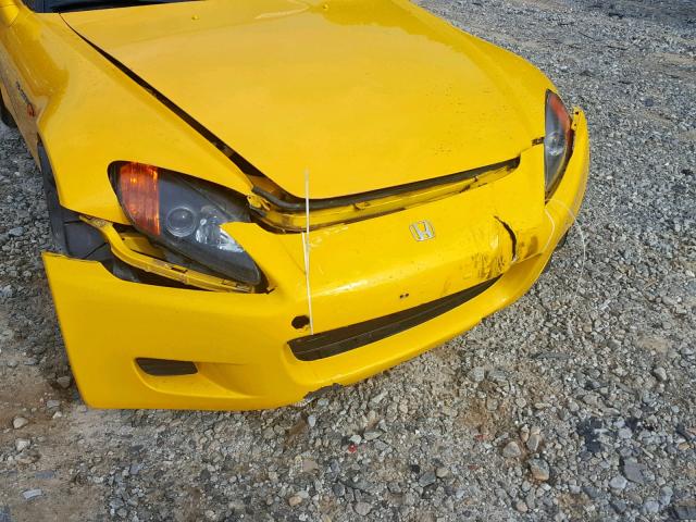 JHMAP11411T006766 - 2001 HONDA S2000 YELLOW photo 9