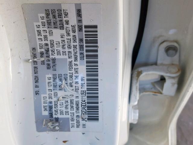 JM3TB2DA9D0411058 - 2013 MAZDA CX-9 GRAND WHITE photo 10