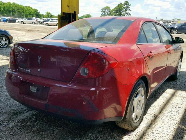 1G2ZF58B974178294 - 2007 PONTIAC G6 VALUE L RED photo 4