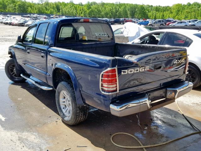 1B7HG2AN31S284878 - 2001 DODGE DAKOTA QUA BLUE photo 3