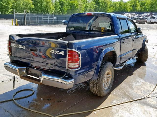 1B7HG2AN31S284878 - 2001 DODGE DAKOTA QUA BLUE photo 4