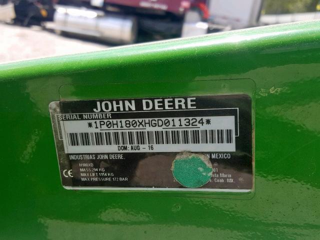 1P0H180XHGD011324 - 2016 JOHN DEERE EQUIPMENT GREEN photo 10