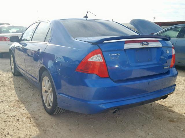 3FAHP0CG6BR184568 - 2011 FORD FUSION SEL BLUE photo 3