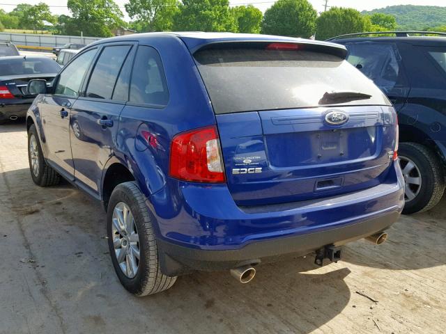 2FMDK4JC9EBB83931 - 2014 FORD EDGE SEL BLUE photo 3