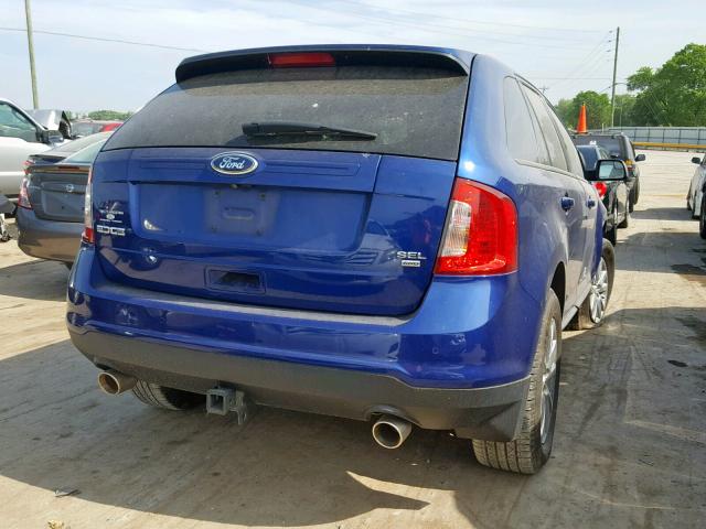 2FMDK4JC9EBB83931 - 2014 FORD EDGE SEL BLUE photo 4