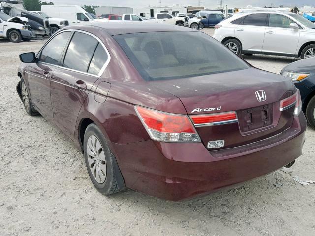 1HGCP2F30BA124502 - 2011 HONDA ACCORD LX MAROON photo 3