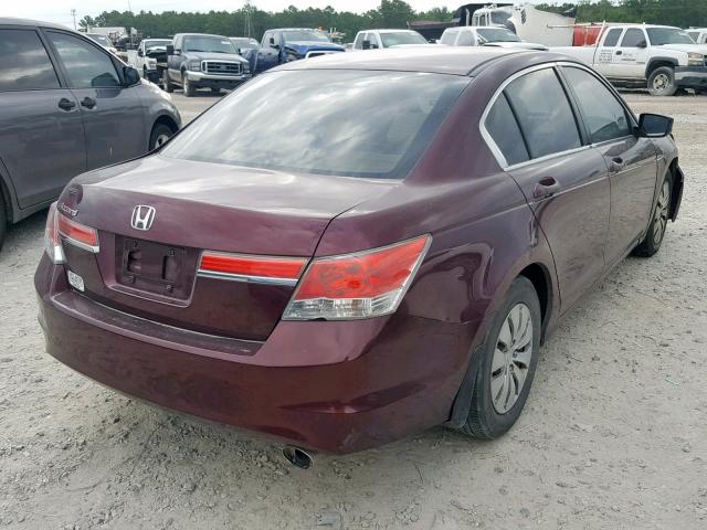 1HGCP2F30BA124502 - 2011 HONDA ACCORD LX MAROON photo 4