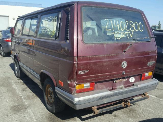 WV2YB0258MG010618 - 1991 VOLKSWAGEN VANAGON BU BURGUNDY photo 3