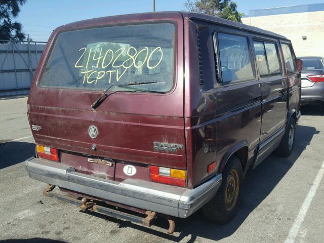 WV2YB0258MG010618 - 1991 VOLKSWAGEN VANAGON BU BURGUNDY photo 4