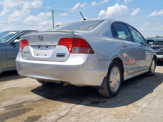 JHMFA36247S021769 - 2007 HONDA CIVIC HYBR SILVER photo 4