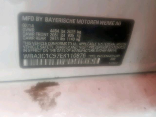 WBA3C1C57EK110876 - 2014 BMW 328 I SULE WHITE photo 10