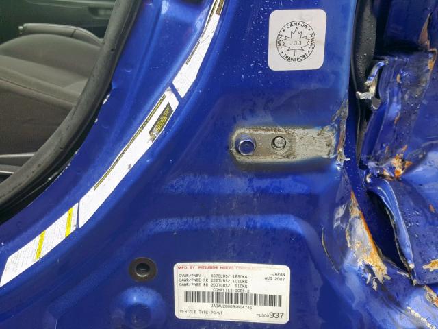 JA3AU26U08U604746 - 2008 MITSUBISHI LANCER ES BLUE photo 10