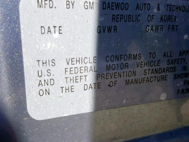 KL1TD566X6B548912 - 2006 CHEVROLET AVEO BASE Mavi foto 10