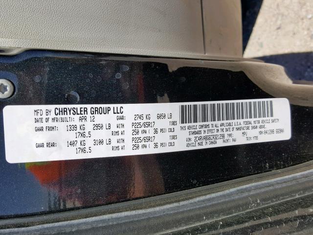 2C4RVABG6CR321298 - 2012 VOLKSWAGEN ROUTAN SE CHARCOAL photo 10