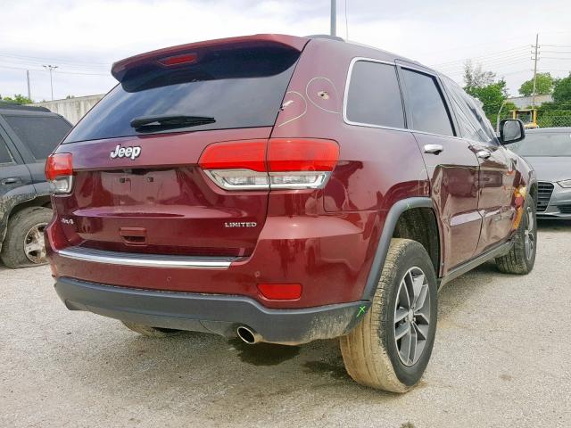 1C4RJFBG3HC711770 - 2017 JEEP GRAND CHER BURGUNDY photo 4