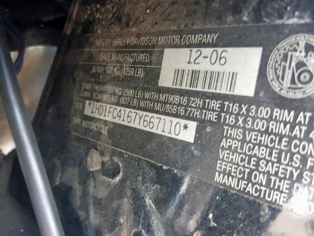 1HD1FC4167Y667110 - 2007 HARLEY-DAVIDSON FLHTCUI BLUE photo 10