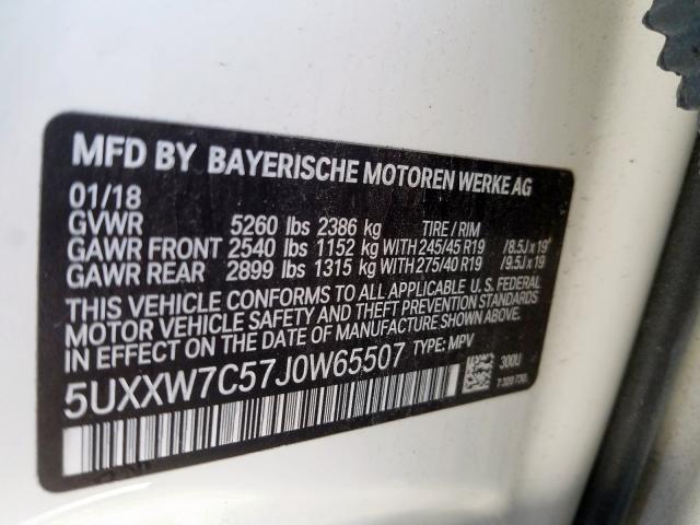 5UXXW7C57J0W65507 - 2018 BMW X4 XDRIVEM40I  photo 10