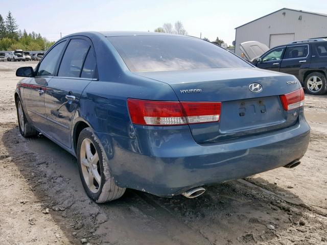 5NPEU46F96H003911 - 2006 HYUNDAI SONATA GLS BLUE photo 3