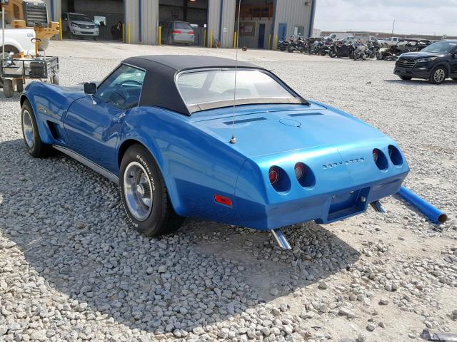 1Z67Z4S409277 - 1974 CHEVROLET CORVETTE BLUE photo 3