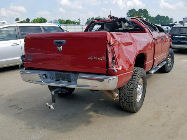 3D7KS28A58G197496 - 2008 DODGE RAM 2500 S RED photo 4