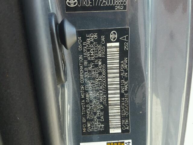 JTKDE177250008855 - 2005 TOYOTA SCION TC 石墨色 照片 10