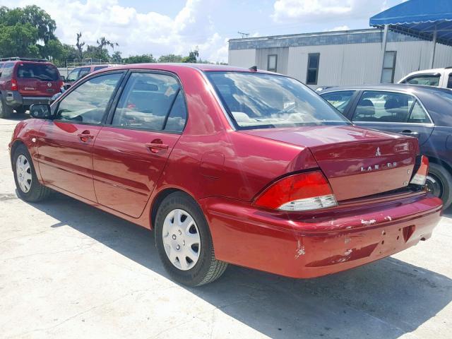 JA3AJ26E02U009047 - 2002 MITSUBISHI LANCER ES RED photo 3