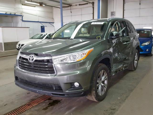 5TDJKRFH4ES057323 - 2014 TOYOTA HIGHLANDER GREEN photo 2