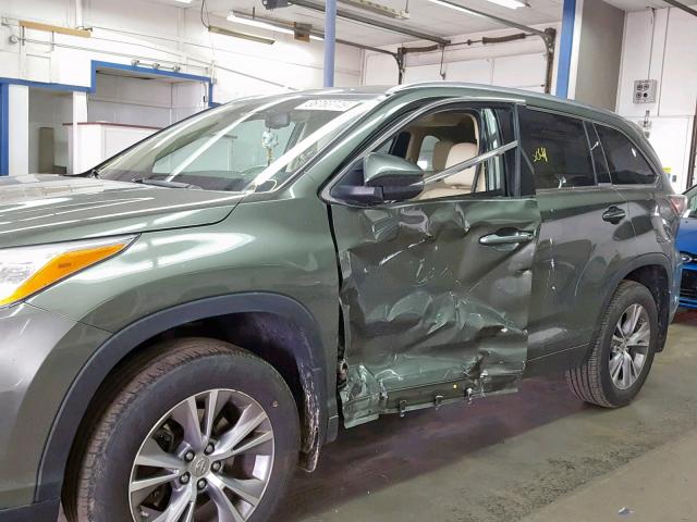 5TDJKRFH4ES057323 - 2014 TOYOTA HIGHLANDER GREEN photo 9