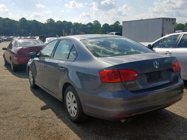 3VW2K7AJ0BM399993 - 2011 VOLKSWAGEN JETTA BASE GRAY photo 3