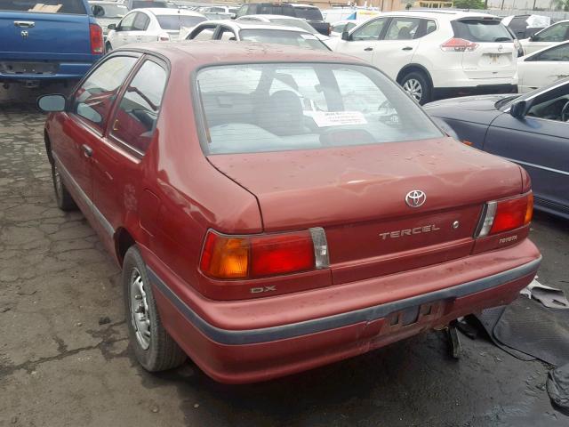 JT2EL43S0P0285755 - 1993 TOYOTA TERCEL DX BURGUNDY photo 3