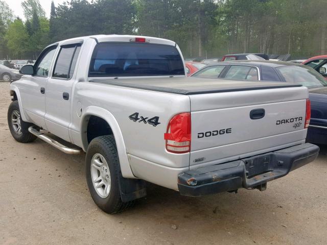 1D7HG38K54S632143 - 2004 DODGE DAKOTA QUA SILVER photo 3