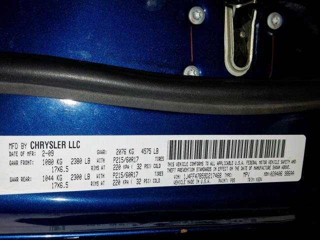 1J4FF47B59D217468 - 2009 JEEP COMPASS SP 蓝色 照片 10
