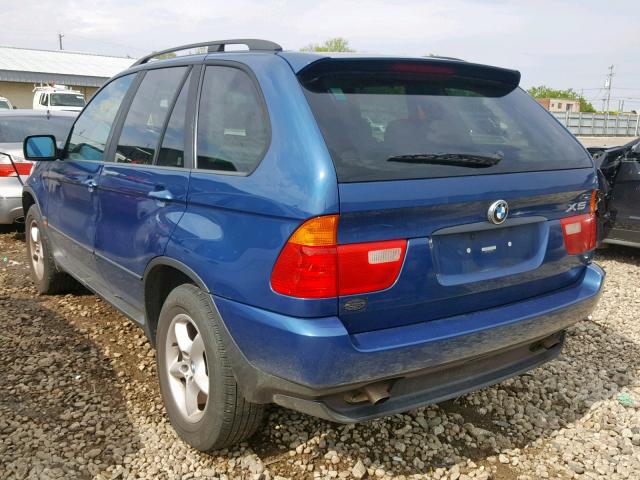 5UXFA53543LV96503 - 2003 BMW X5 3.0I BLUE photo 3