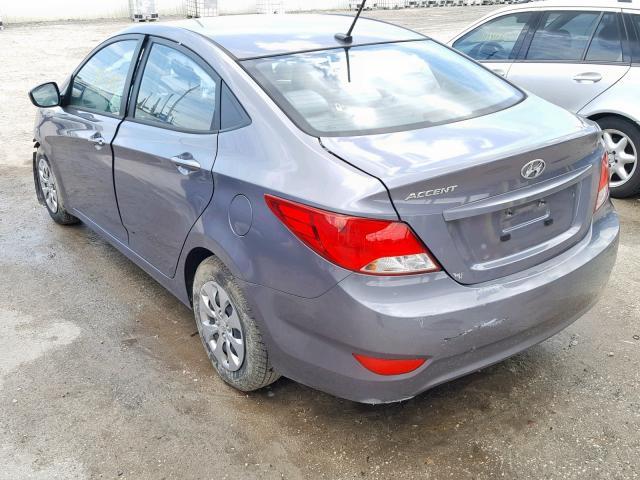 KMHCT4AE3GU120511 - 2016 HYUNDAI ACCENT SE GRAY photo 3