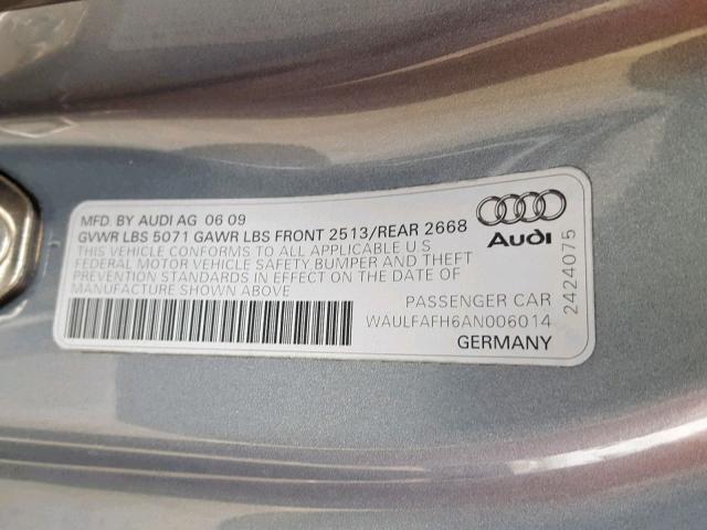 WAULFAFH6AN006014 - 2010 AUDI A5 PREMIUM GRAY photo 10