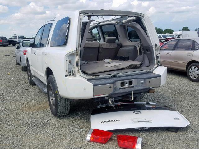 5N1AA08B65N716494 - 2005 NISSAN ARMADA SE WHITE photo 3