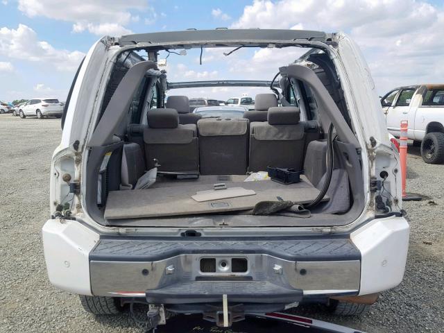 5N1AA08B65N716494 - 2005 NISSAN ARMADA SE WHITE photo 9