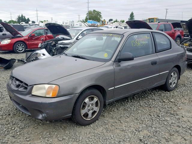 KMHCG35C12U193697 - 2002 HYUNDAI ACCENT GS SILVER photo 2