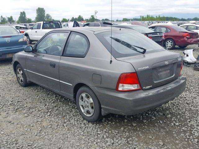 KMHCG35C12U193697 - 2002 HYUNDAI ACCENT GS SILVER photo 3