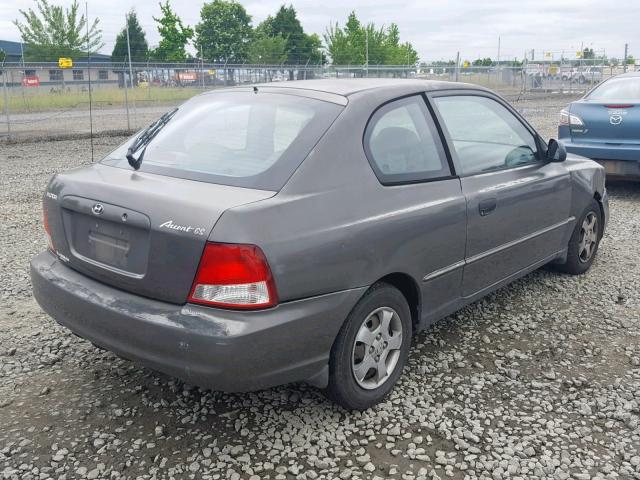 KMHCG35C12U193697 - 2002 HYUNDAI ACCENT GS SILVER photo 4