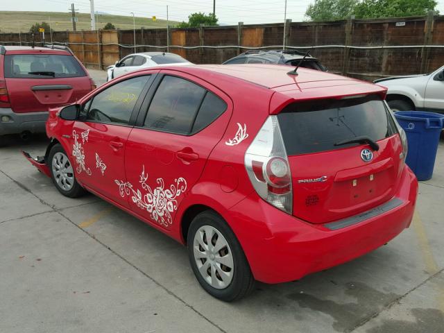 JTDKDTB32C1516011 - 2012 TOYOTA PRIUS C RED photo 3