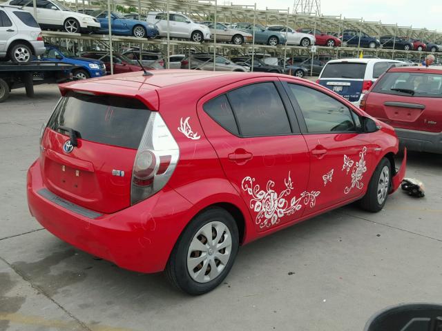 JTDKDTB32C1516011 - 2012 TOYOTA PRIUS C RED photo 4