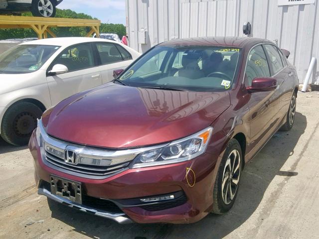 1HGCR2F88HA062989 - 2017 HONDA ACCORD EXL MAROON photo 2