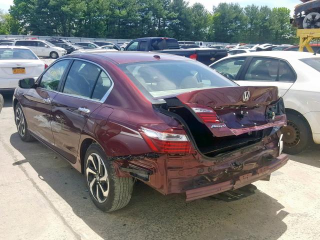 1HGCR2F88HA062989 - 2017 HONDA ACCORD EXL MAROON photo 3